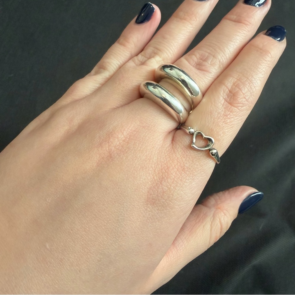 Tiffany & Co. Sterling Silver Elsa Peretti Open Heart Ring Size 10